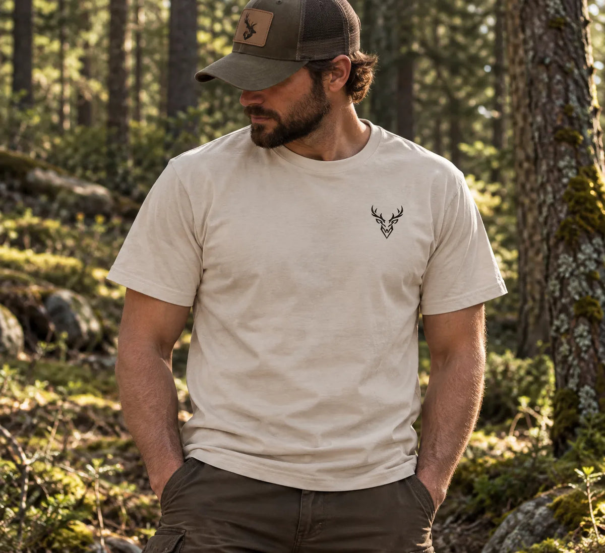 Waidmannsheil – Jäger T-Shirt mit Hirsch Backprint