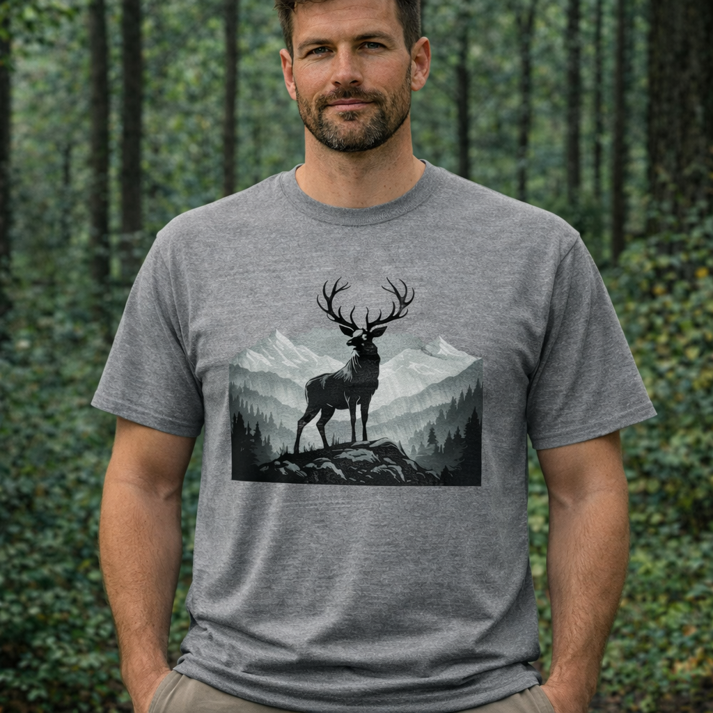 Jäger T-Shirt Herren – Hirsch im Wald | Jagd Shirt & Geschenk für Jäger