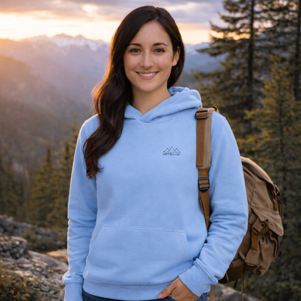 Outdoor Hoodie „Outside you'll find me“ – Hirsch Rückenprint Hoodie – Wander Hoodie – Natur Hoodie – Unisex Adventure Hoodie