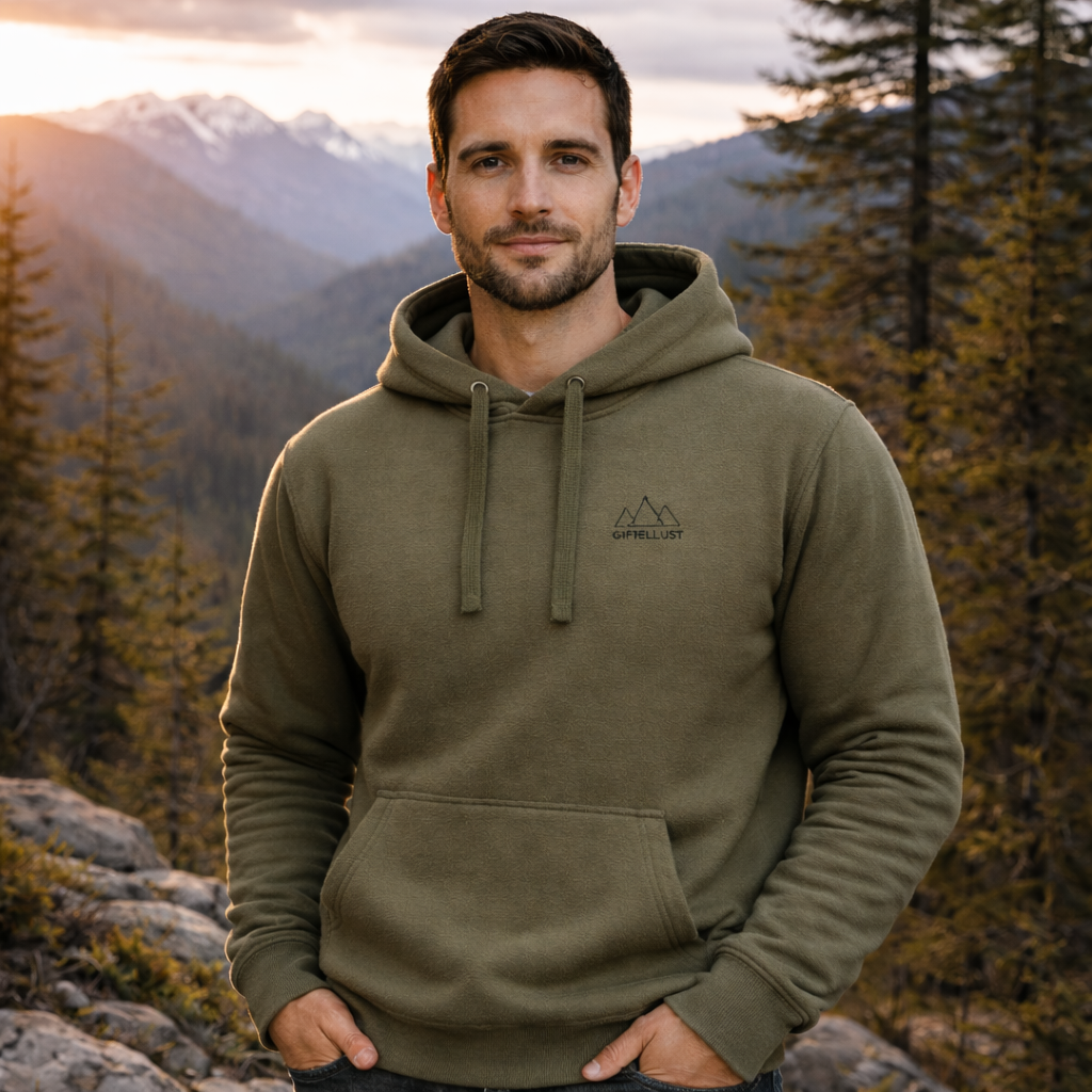 Outdoor Hoodie „Outside you'll find me“ – Hirsch Rückenprint Hoodie – Wander Hoodie – Natur Hoodie – Unisex Adventure Hoodie