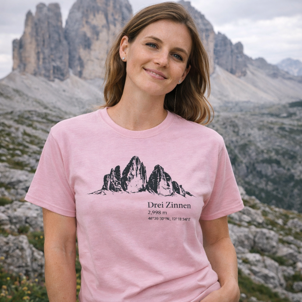 Outdoor Mountain Shirt – Drei Zinnen Alps Hiking Tee – Three Peaks Graphic Shirt – Nature Lover Gift