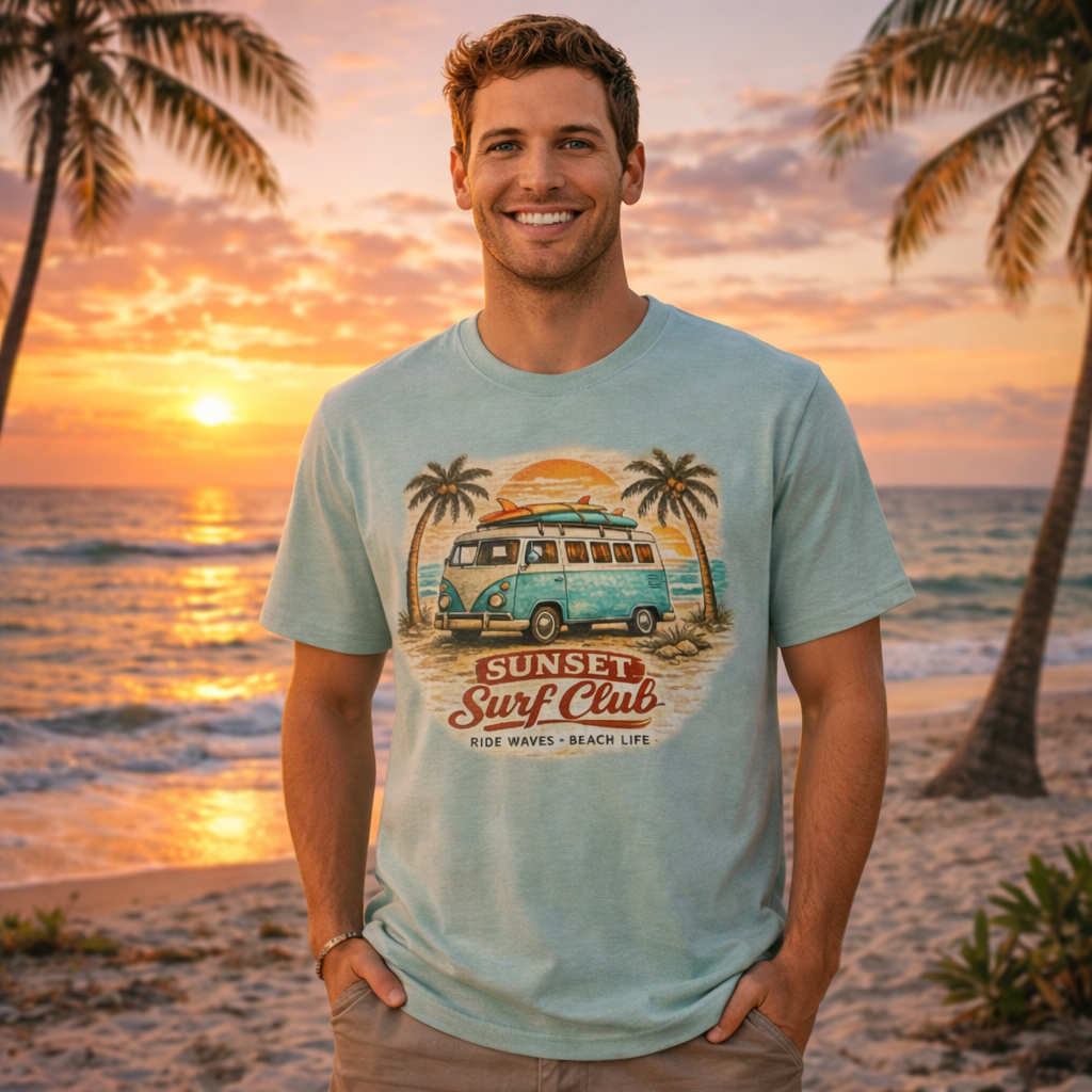 Vintage Surf Club T-Shirt – Retro Surf Van Beach Shirt – California Summer Tee