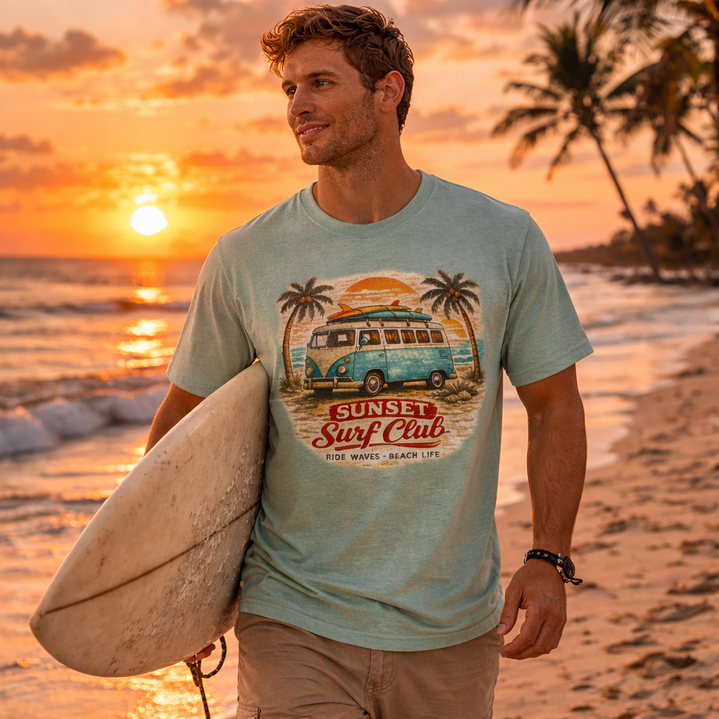 Vintage Surf Club T-Shirt – Retro Surf Van Beach Shirt – California Summer Tee