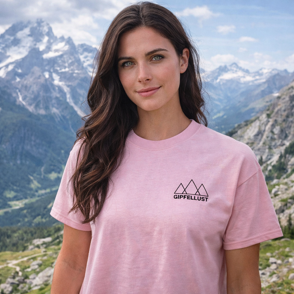 Unisex Baumwoll T-Shirt – Mountain Line Art Logo – Outdoor & Hiking Style