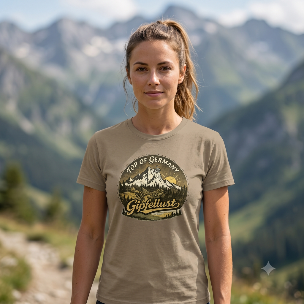 Gipfellust Zugspitze Retro T-Shirt | Top of Germany Vintage Wander Tee
