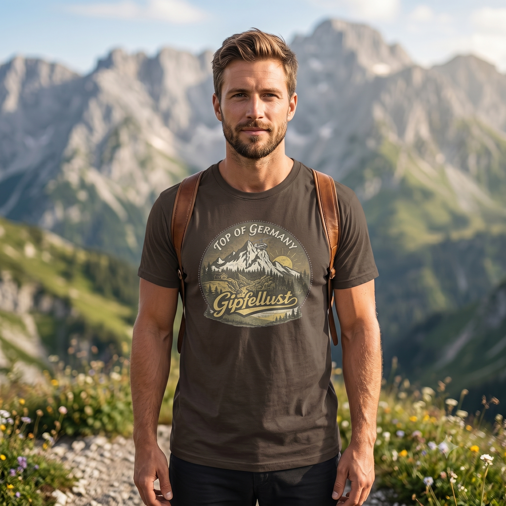 Gipfellust Zugspitze Retro T-Shirt | Top of Germany Vintage Wander Tee