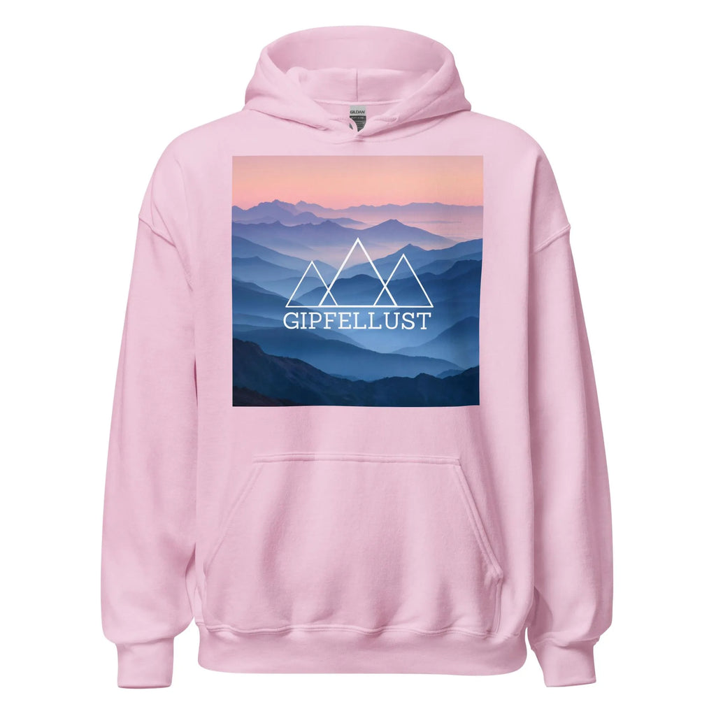 Mountain Hoodie Unisex – Bergmotiv Kapuzenpullover – Sunset Berge Design – Outdoor Hiking Hoodie – Geschenk für Wanderer | Gipfellust