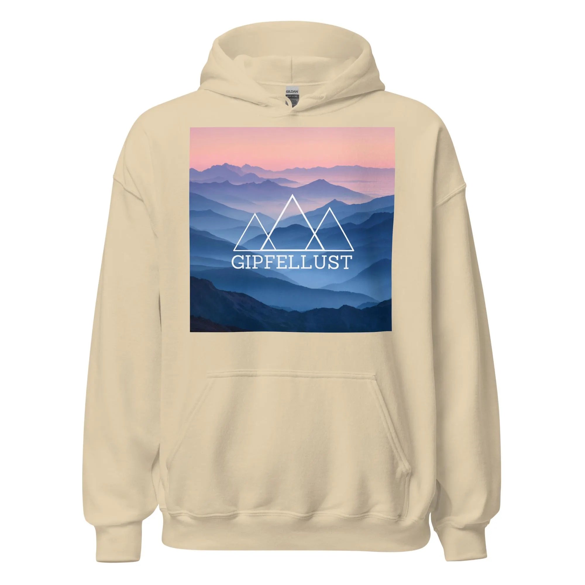 Mountain Hoodie Unisex – Bergmotiv Kapuzenpullover – Sunset Berge Design – Outdoor Hiking Hoodie – Geschenk für Wanderer | Gipfellust