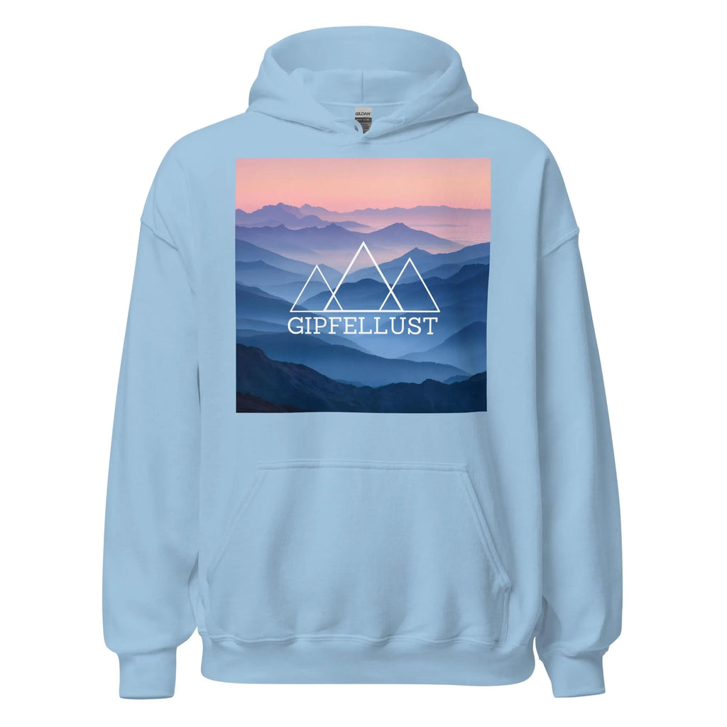 Mountain Hoodie Unisex – Bergmotiv Kapuzenpullover – Sunset Berge Design – Outdoor Hiking Hoodie – Geschenk für Wanderer | Gipfellust