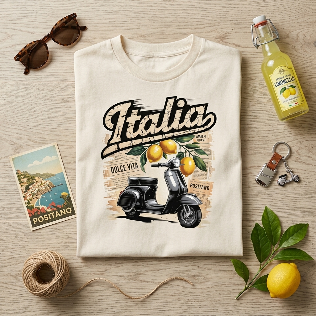 Italia Vintage Oversized Shirt | Amalfiküste Zitronen Streetwear