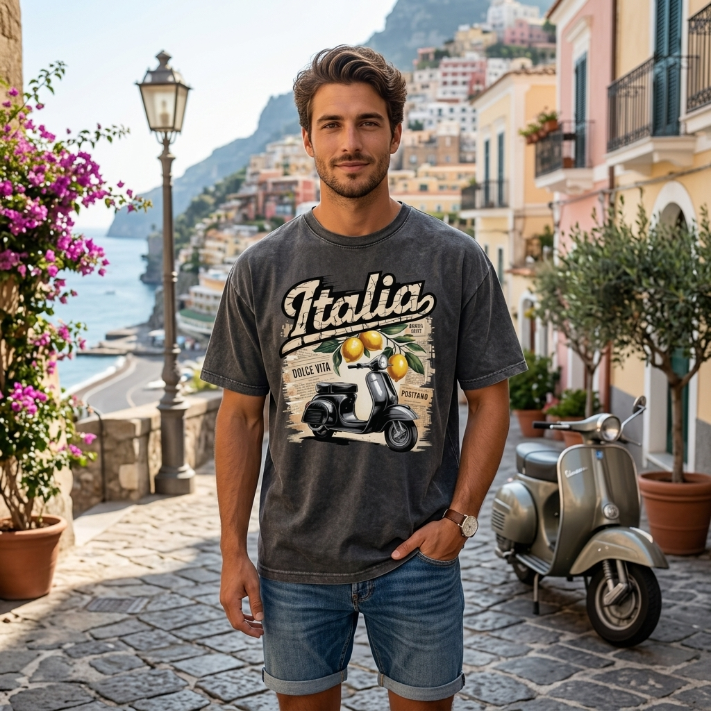 Italia Vintage Oversized Shirt | Amalfiküste Zitronen Streetwear